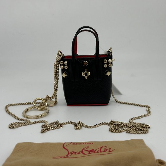 Christian Louboutin CABATA Leather Crossbody Chain AirPods Case Key Ring Bag - Picture 6 of 15